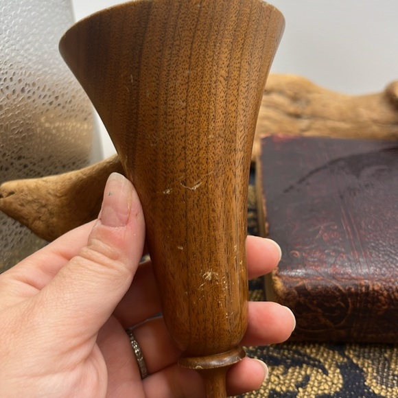 Clay Compton Ring Wooden Goblet w/ Ring & Hand Turned Bonus Goblet from the 60s - Picture 5 of 8